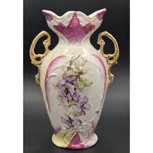 Antique Austrian “Vienna” Hand Painted Violets Porcelain Vase Circa 1900